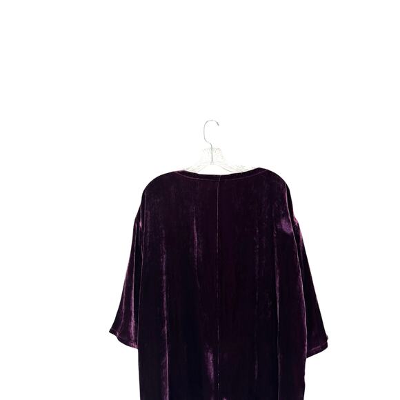 Eileen Fisher Purple Velvet Witchy Whimsigoth Dark Romantic Silk Dress Size M - Picture 7 of 12